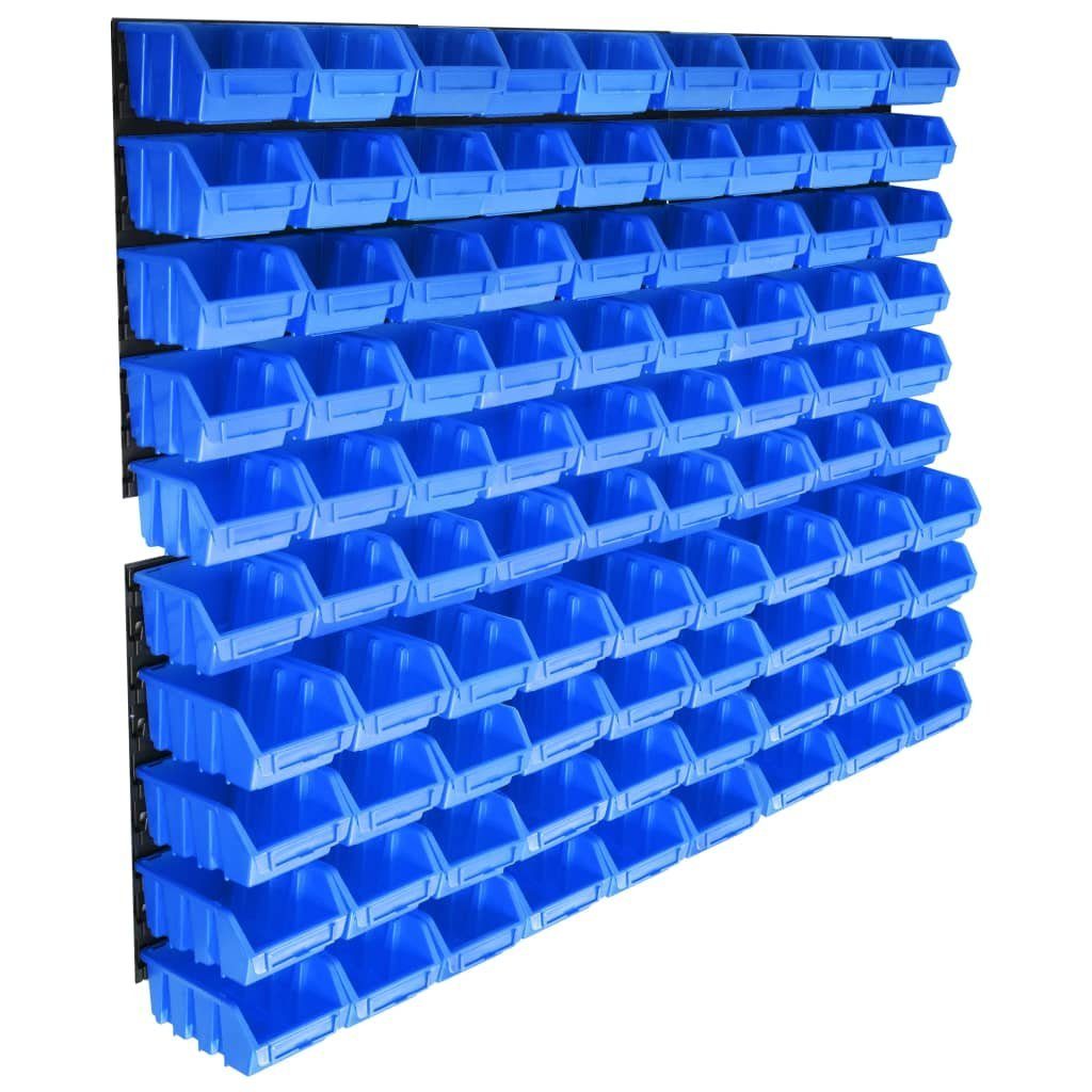 vidaXL Werkzeugbox 96-tlg. Behälter-Set für Kleinteile mit Wandplatten Blau (96 St)