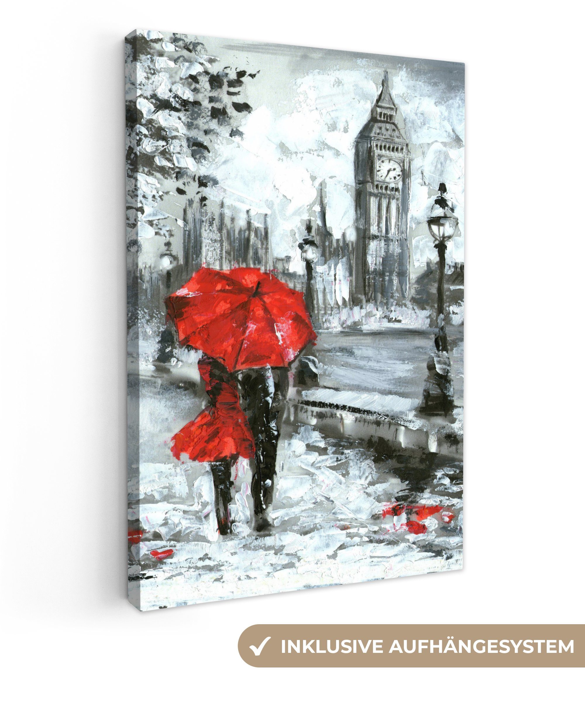 OneMillionCanvasses® Leinwandbild Kunstdrucke - Regenschirm - Öl, Fotodruck günstig online kaufen