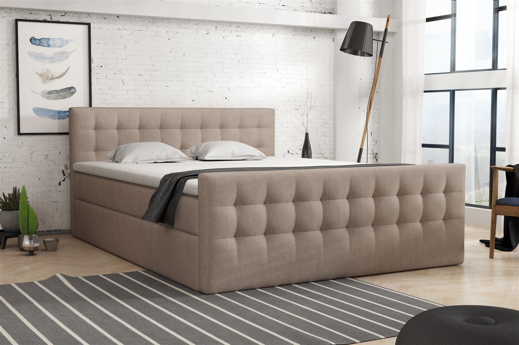 Fun Möbel Boxspringbett Schlafzimmerbett ANKER Stoff Sawana oder Soro (inkl. Topper), in vier Größen