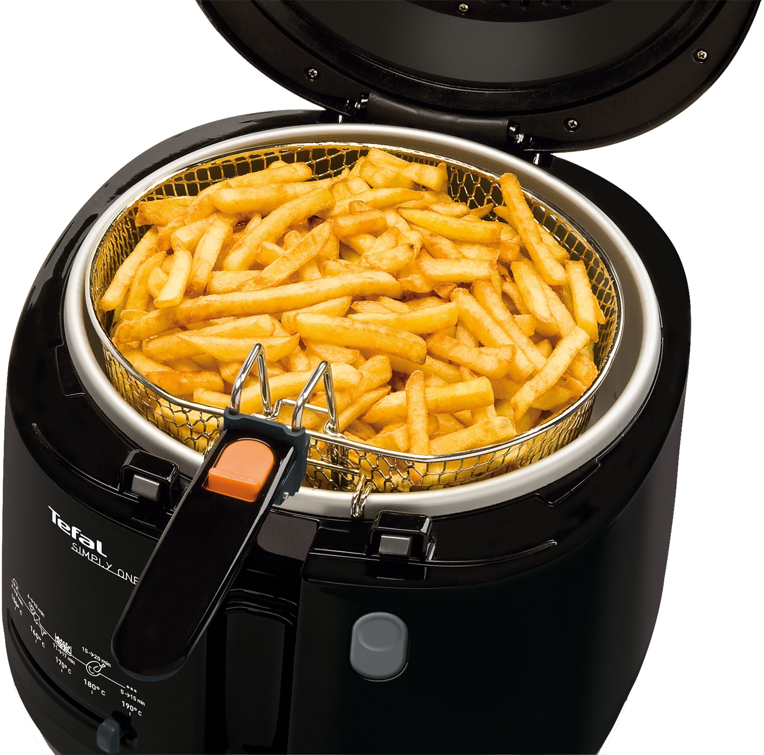 Tefal Fritteuse FF1608 Simply One, 1900 W, Sichtfenster, spülmaschinengeeignet, einklappbare Griffe, FF1608