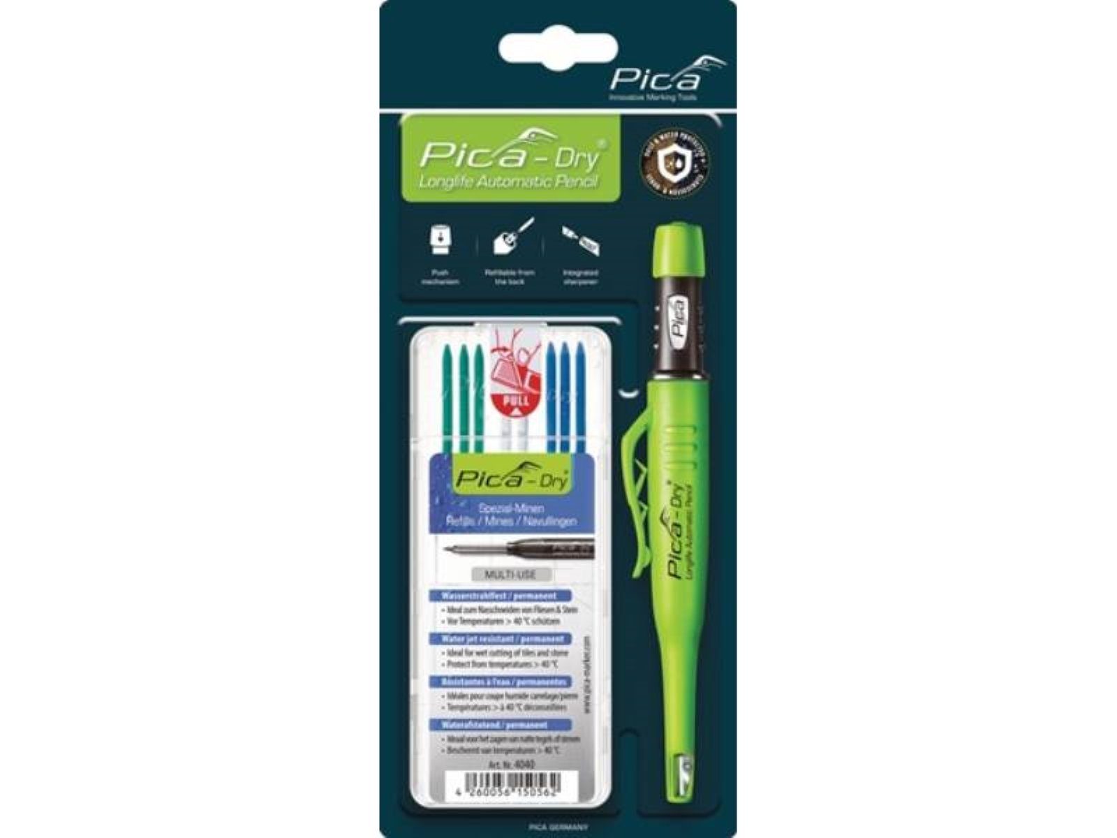 Pica Marker PICA 30404 Bau-/Tieflochmarker Pica-Dry Farbe sortiert + Minenset 400