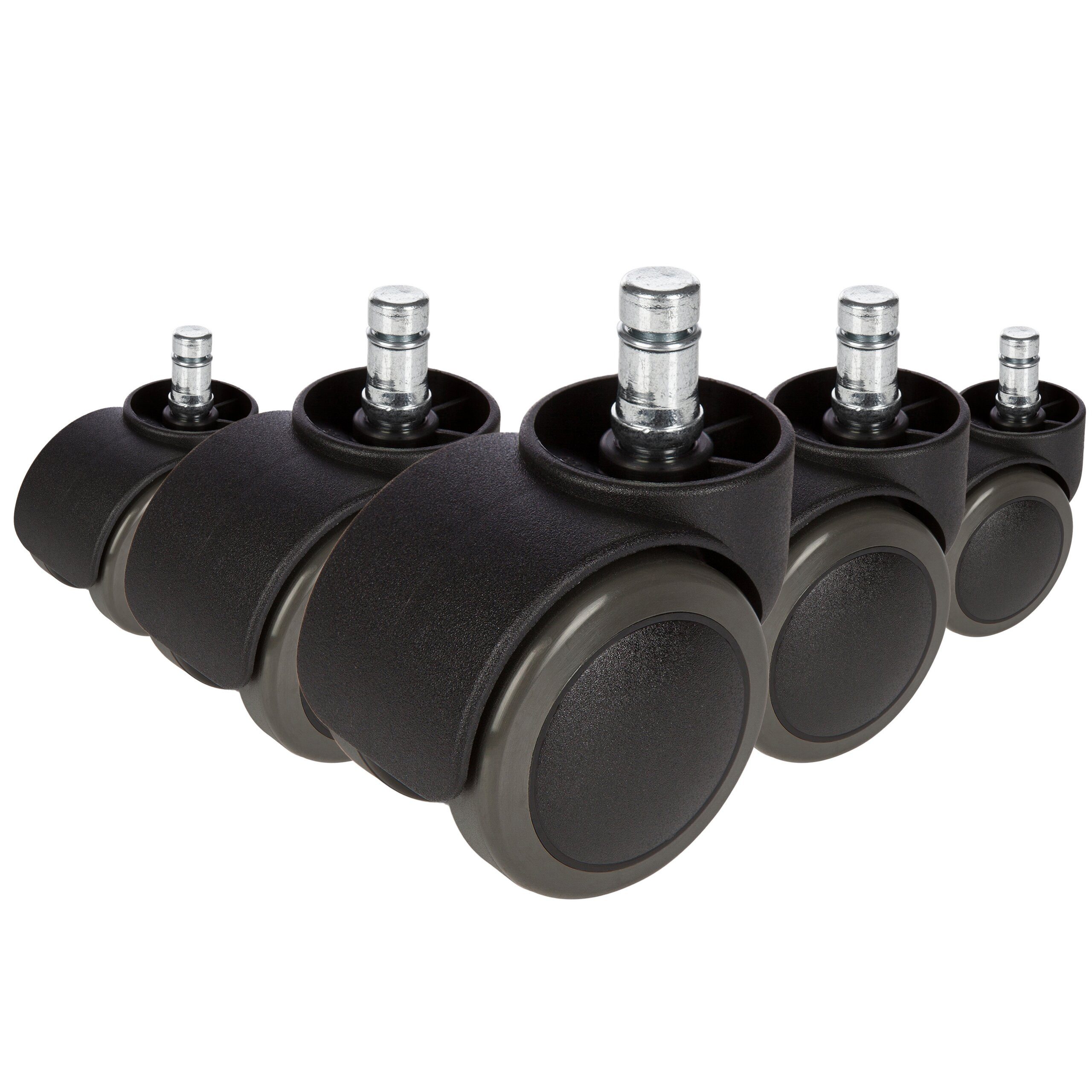 hjh OFFICE Stuhlrolle Stuhlrollen 5X Rolo 11Mm/50Mm Metall, Kunststoff, (5er Pack), Hartbodenrollen Bürostuhl, Rollen für Schreibtischstuhl