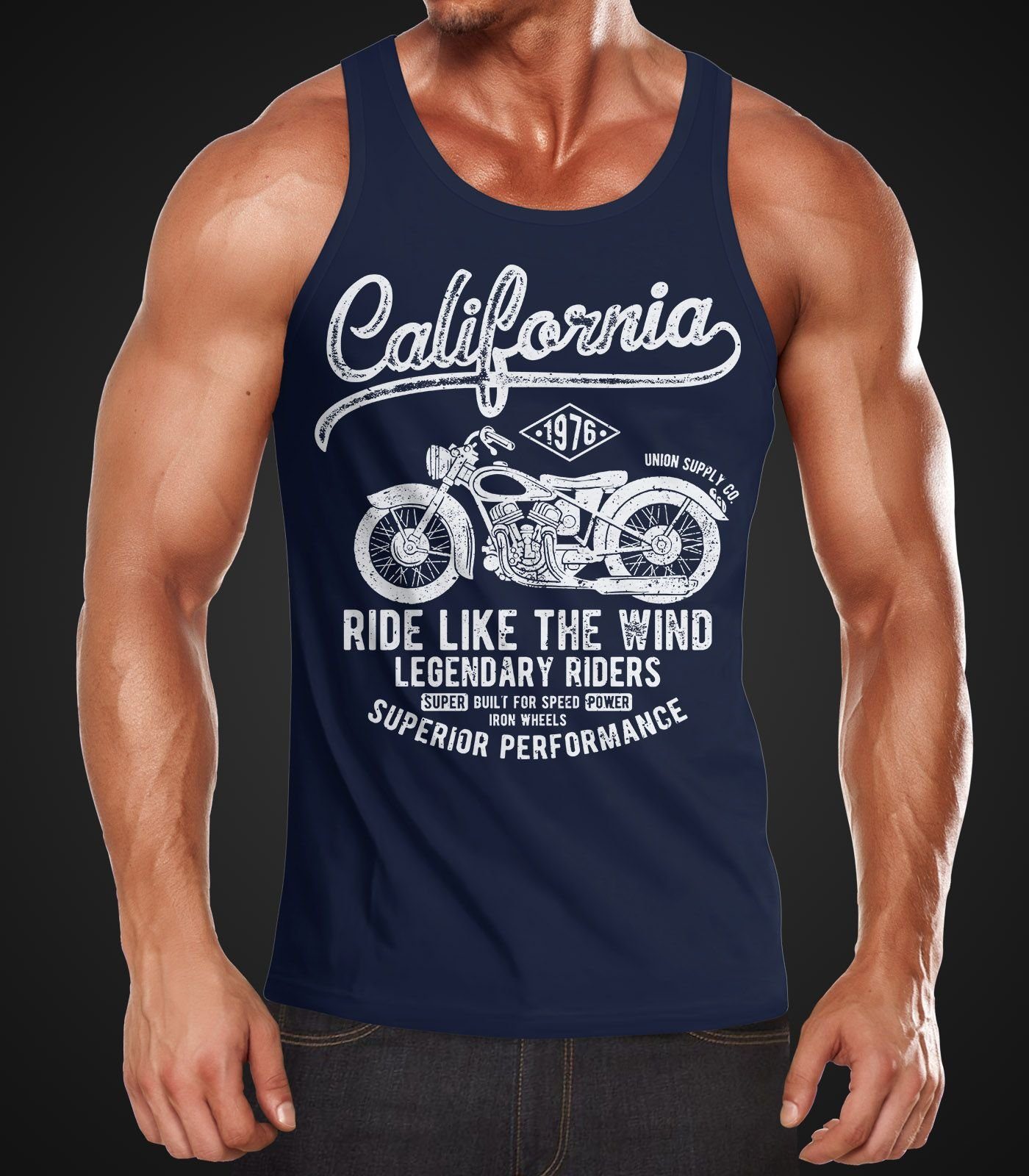Neverless Tanktop Herren Tank-Top California Motorbike günstig online kaufen