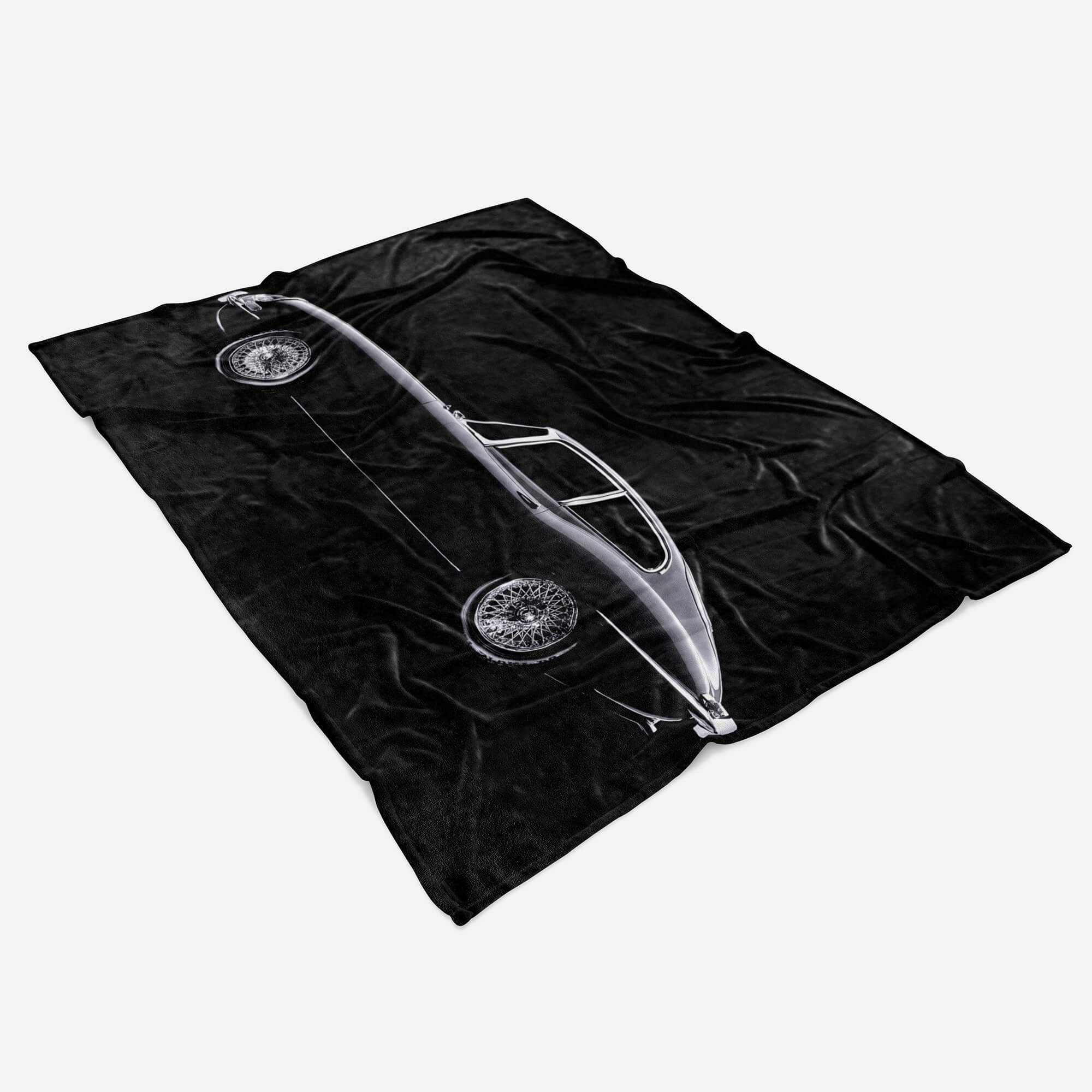 Sinus Art Handtücher Handtuch Fotomotiv mit (1-St), Oldtimer Baumwolle-Polyester-Mix Kuscheldecke E-, Saunatuch Jaguar Strandhandtuch Handtuch
