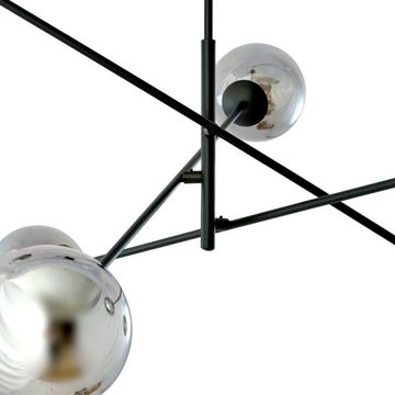 Licht-Erlebnisse Deckenleuchte MILAN, ohne Leuchtmittel, Metall Rauchglas E14 Schwarz Graphit 6-flammig Kugel Schirm Modern
