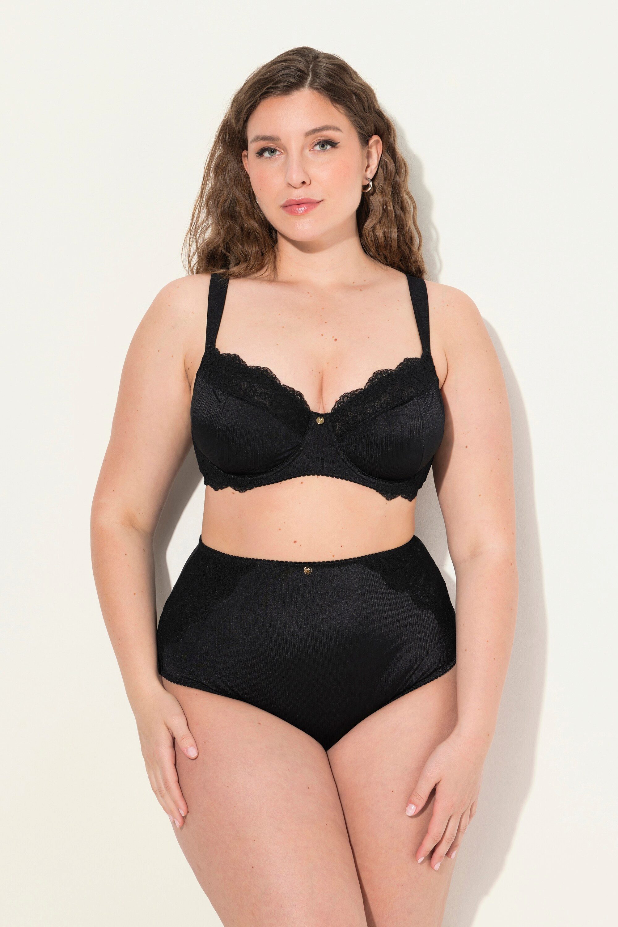 Ulla Popken Bügel-BH Bügel-BH ohne Softcups Satin Spitze Cup C - F