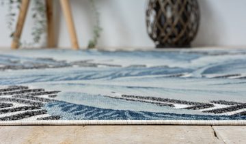 Teppich MY-RUG Outdoor-Teppich "Azure" 150x80 cm, blau, Wohnando, rechteckig, Höhe: 8 mm, mit floralem Hoch-Tief-Design, für gemütliche Stunden draußen