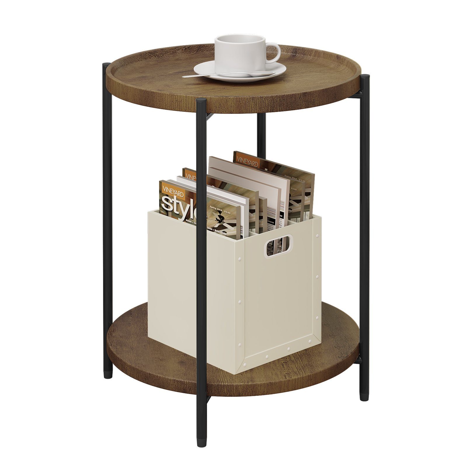 Woltu Beistelltisch (1-St), mit 2 Ablagen Abnehmbarer Tischplatte aus MDF günstig online kaufen