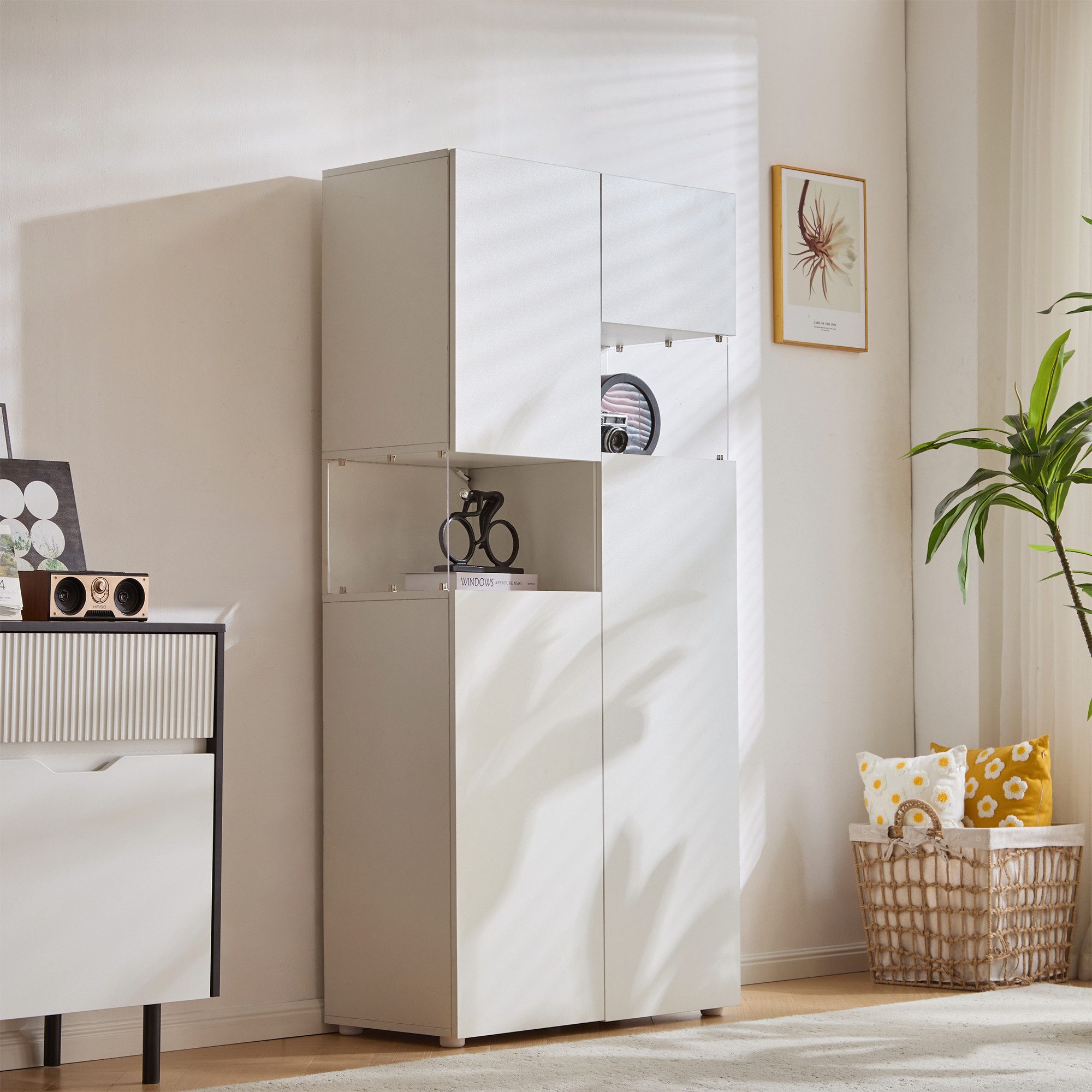 Flieks Vitrine mit LED-Beleuchtung und vertellbare Einlegeböden (1-St., 80x günstig online kaufen