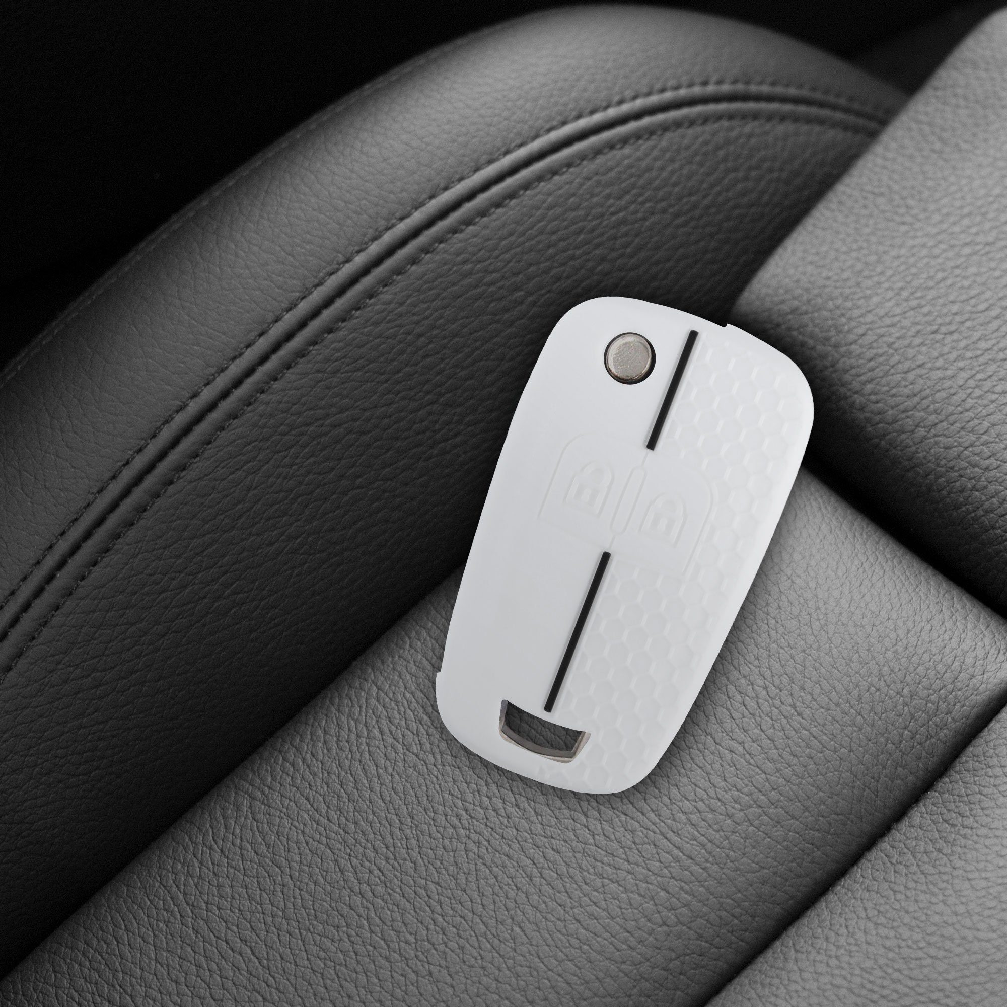 kwmobile Schlüsseltasche Autoschlüssel Silikon Hülle Schlüssel Schlüsselhülle Cover Opel für Case Chevrolet, Weiß-Schwarz