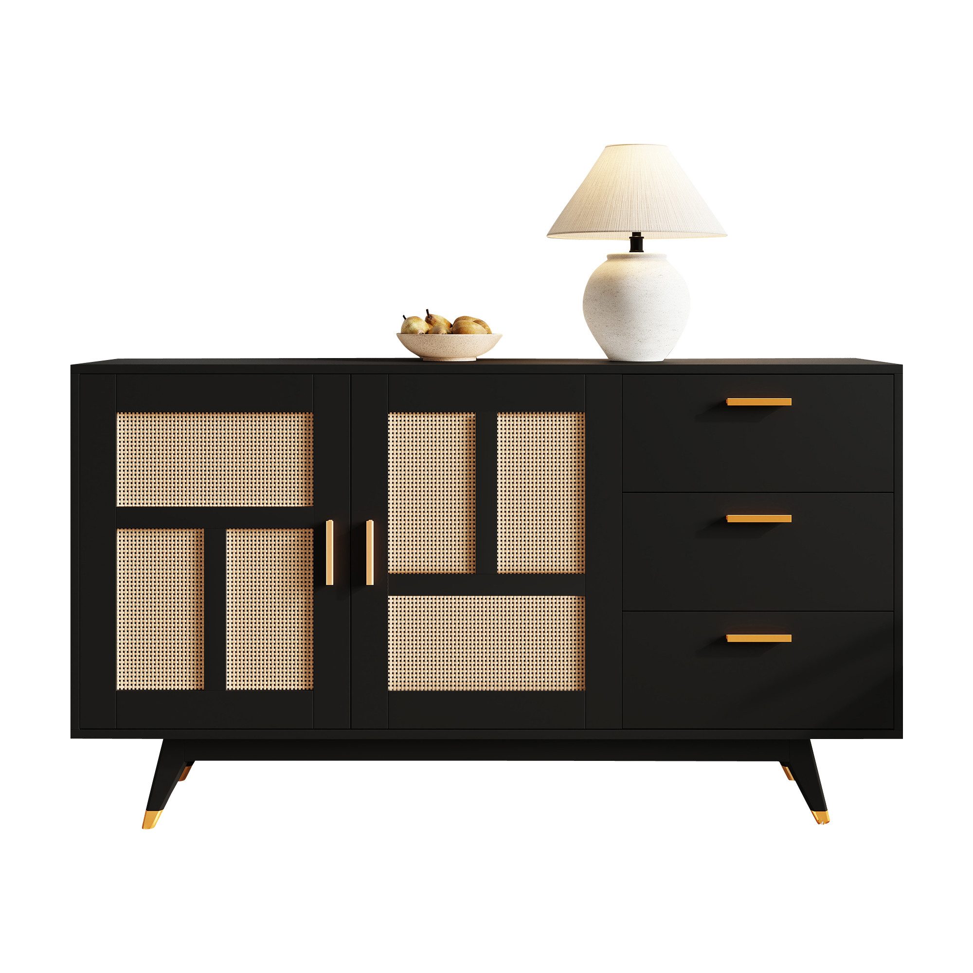 Merax Sideboard Rattan Kommode mit 2 günstig online kaufen