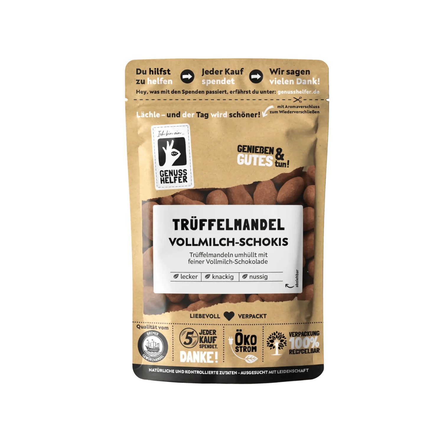Bremer Gewürzhandel Süßigkeit Trüffelmandel Vollmilch Schokis, 200 g