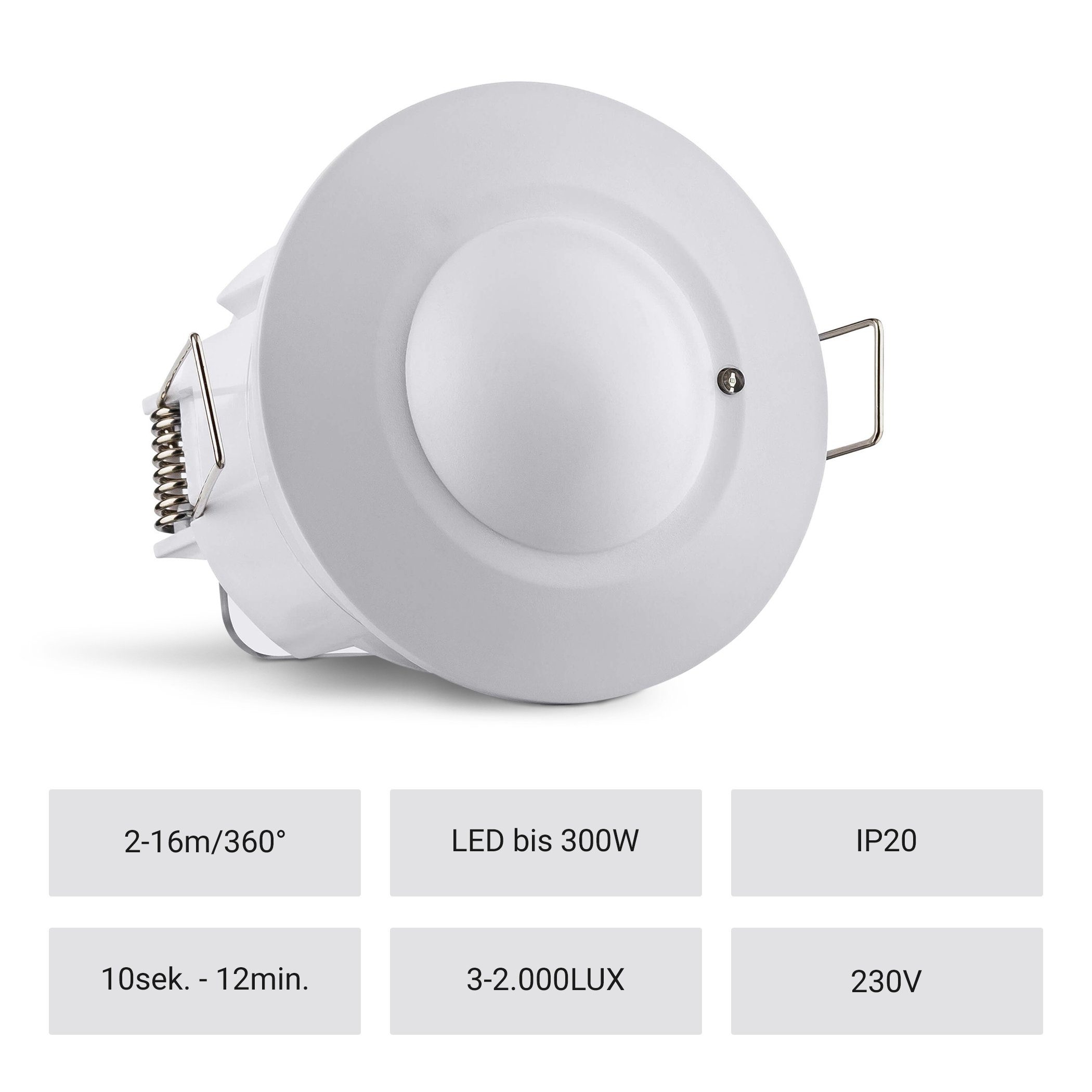 SEBSON Bewegungsmelder Bewegungsmelder Unterputz HF Sensor LED geeignet programmierbar
