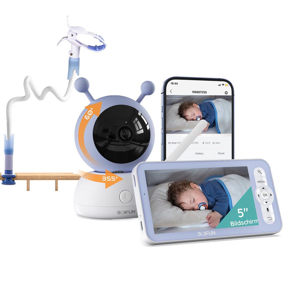 Babyphone Babyphone mit Kamera App 1080P 5" Video Babyphone HD-Nachtsicht