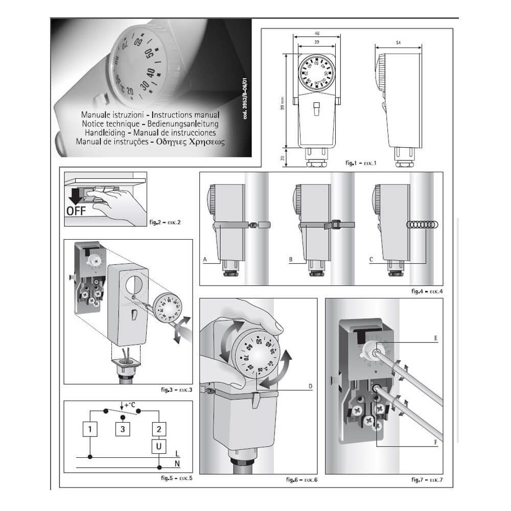 Caleffi Heizkörperthermostat Caleffi Anlegethermostat IP20 Typ BRC Teperaturregler Regelthermostat