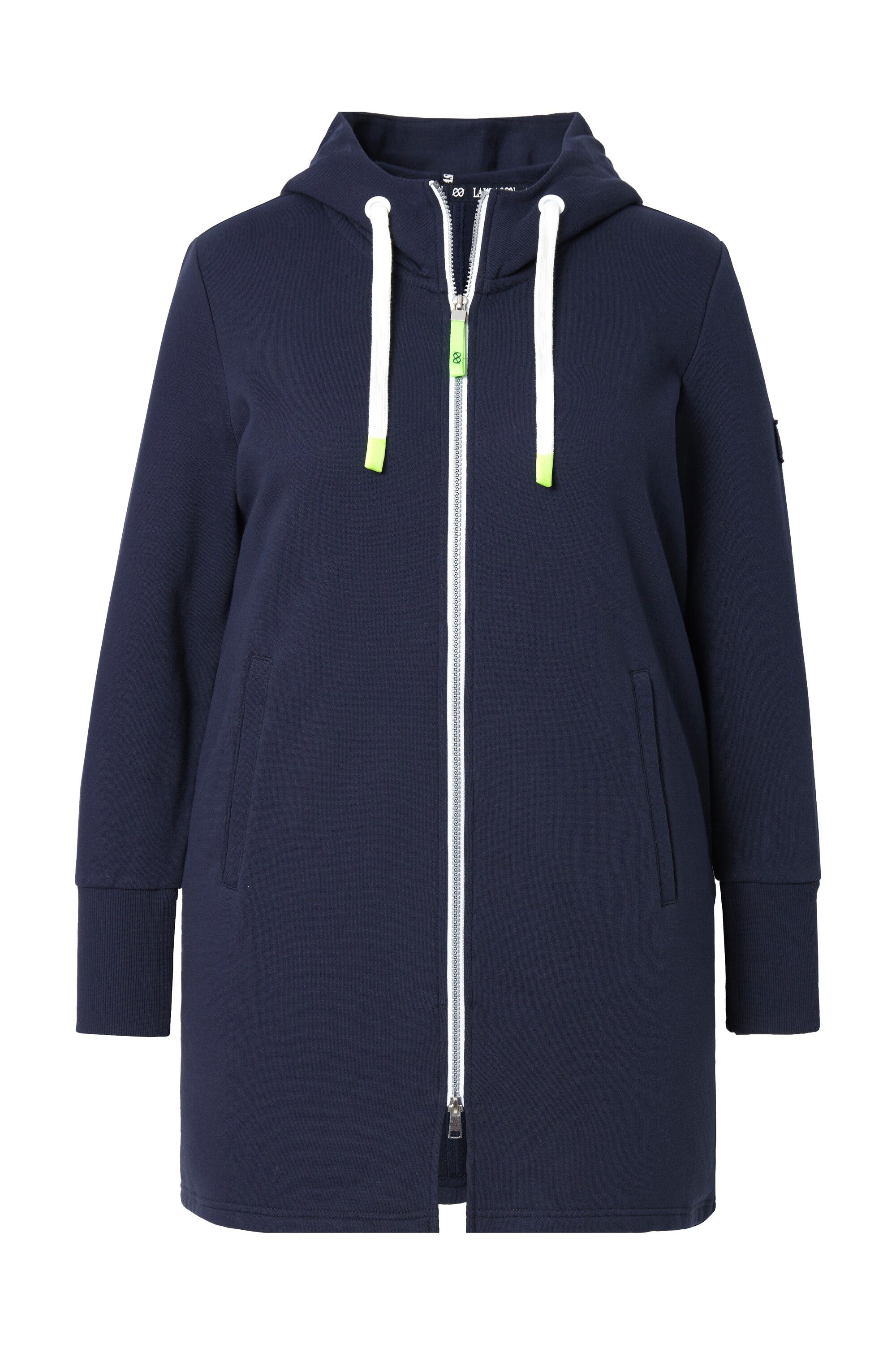Laurasøn Sweatjacke Sweatjacke lang geschnitten Kapuze Langarm