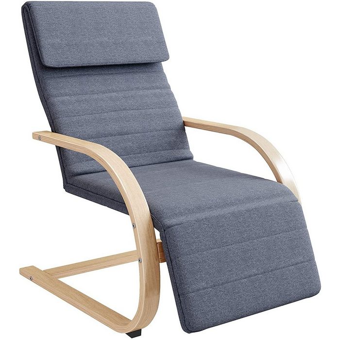HOMECHO Relaxsessel Schaukelstuhl mit Armlehnen 5-stufig verstellbare Fußstütze