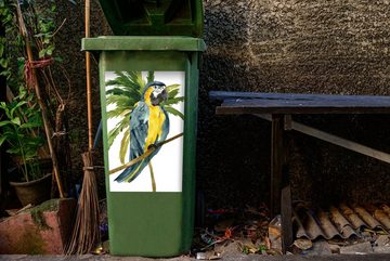 MuchoWow Wandsticker Dschungel - Papagei - Aquarell (1 St), Mülleimer-aufkleber, Mülltonne, Sticker, Container, Abfalbehälter