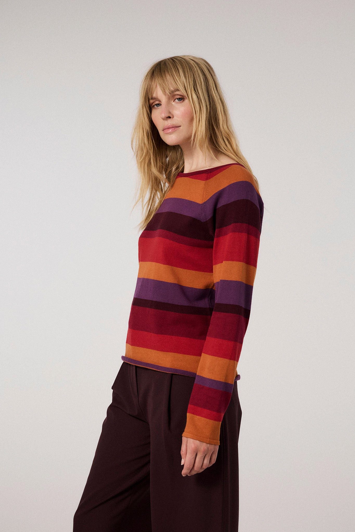 Himalaya Clothing Strickpullover Damen mit stilvollem Streifendesign - Strickpullover aus Bio-Baumwolle Jacquardpullover mit bequemem, geradem Schnitt