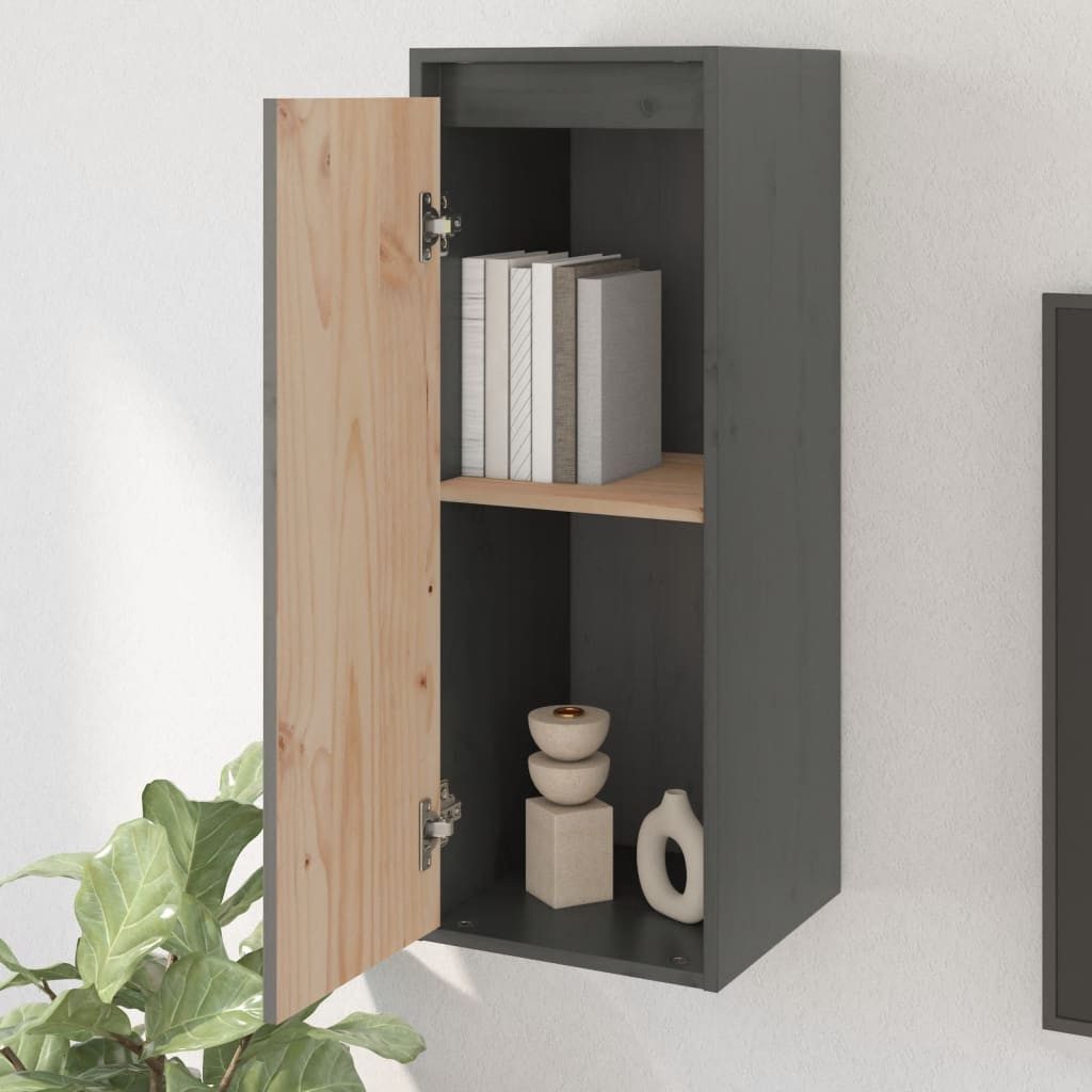 furnicato Wandhängeschrank Wandschrank aus Massivholz Grau 30 x 30 x 80 cm, 1-tlg., Stabiles Regal als TV-Schrank mit Ablagefläche für Wohnräume