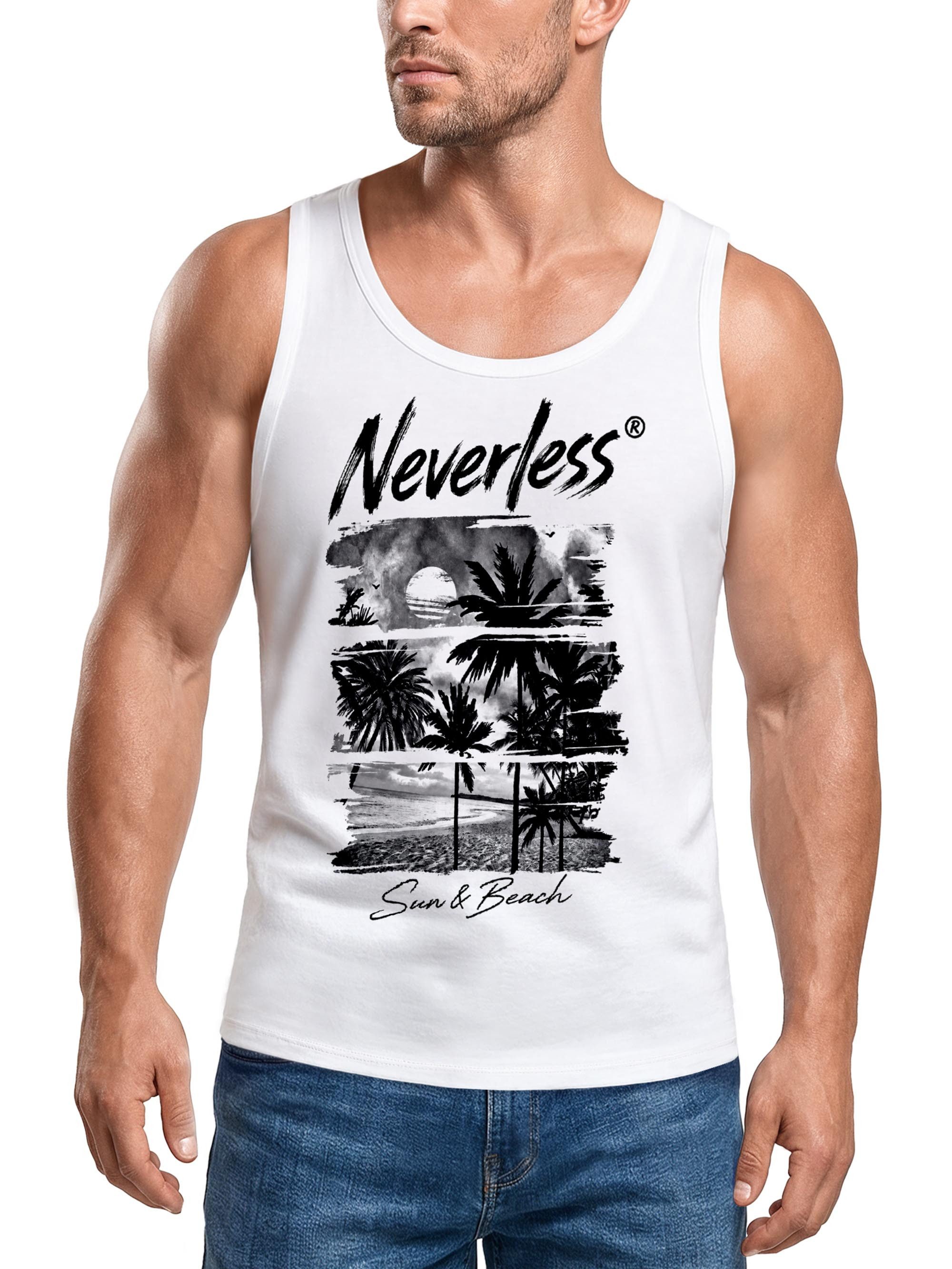Neverless Tanktop Tanktop Herren mit Grafik-Print - Design Sun & Beach - Trägershirt mit Print
