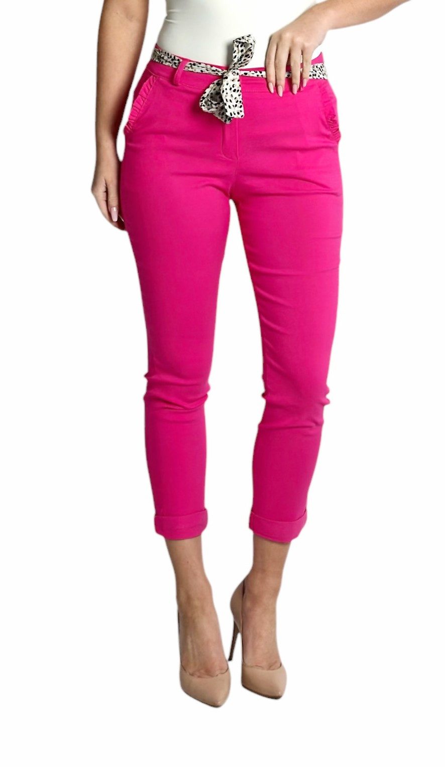 Mississhop Stretch-Hose Female Damen Stretch Klassische Chino Hose mit gemustertem Tuch N. 366