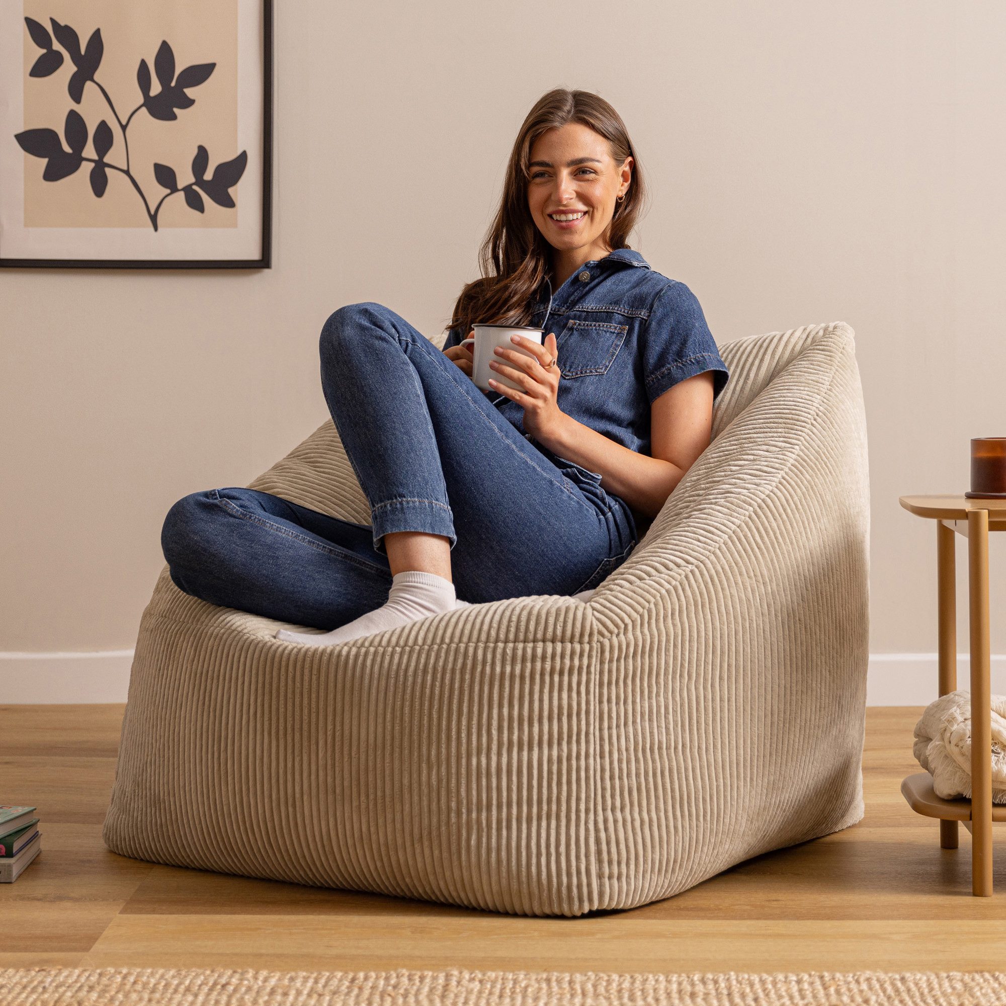 icon Sitzsack Riesen Sessel aus Cord Flauschig „Natalia", Sitzsack XXL, Made in Germany, für Erwachsene & Kinder, für Wohnzimmer