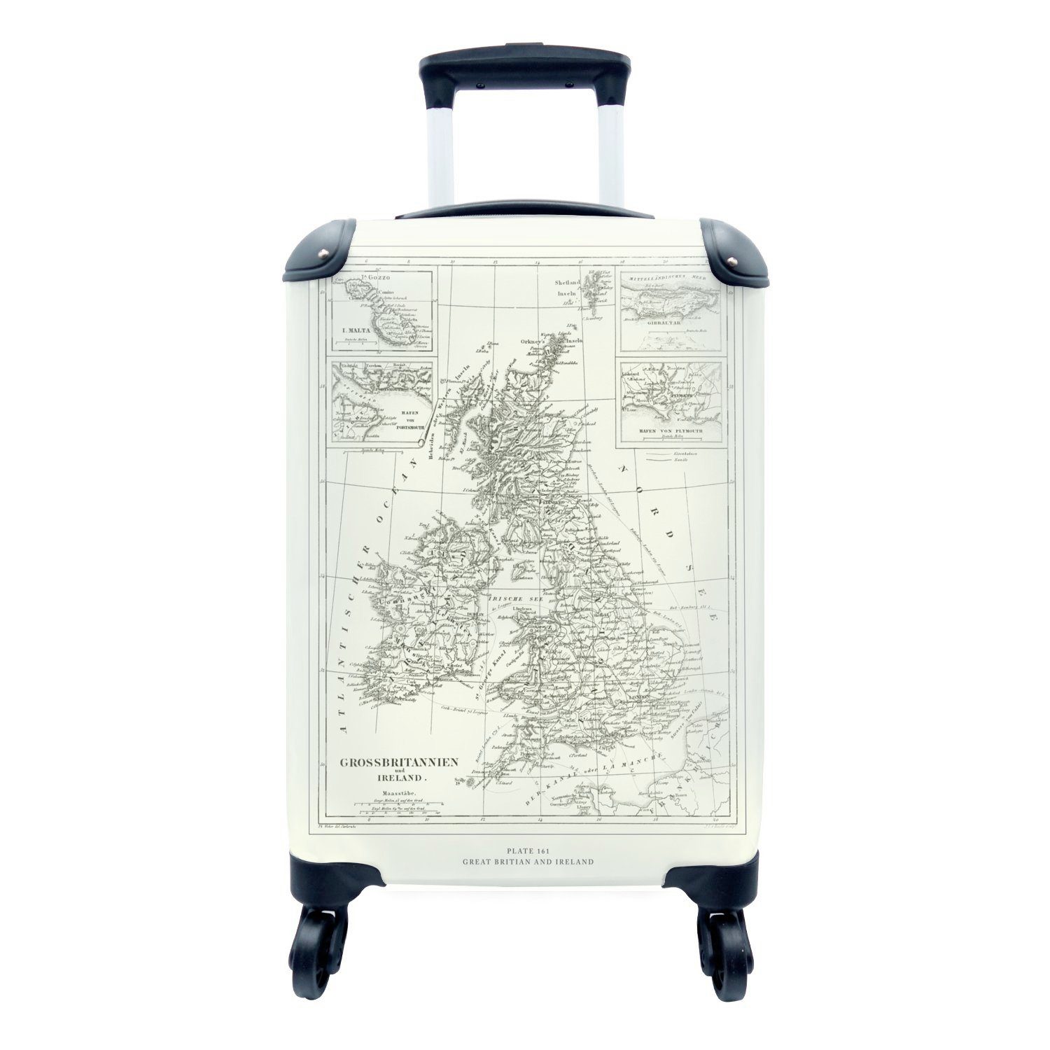 Reisetasche von Ferien, 4 Handgepäck MuchoWow und rollen, Reisekoffer Irland, Großbritannien Rollen, Klassische Weltkarte Trolley, Handgepäckkoffer für mit