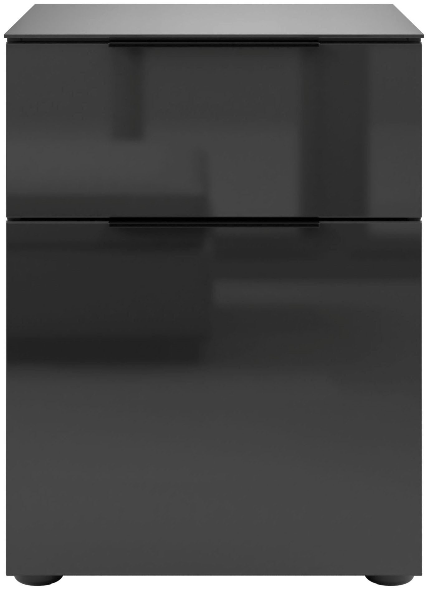 Manjana Möbel Nachtkommode mit Chrom oder Schwarz matten Metallgriffen