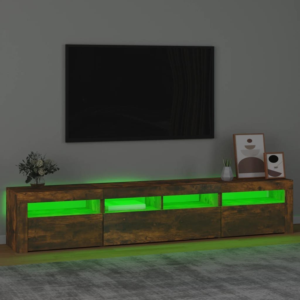 (1-St) TV-Schrank 210x35x40 vidaXL mit Räuchereiche cm TV-Schrank LED-Leuchten