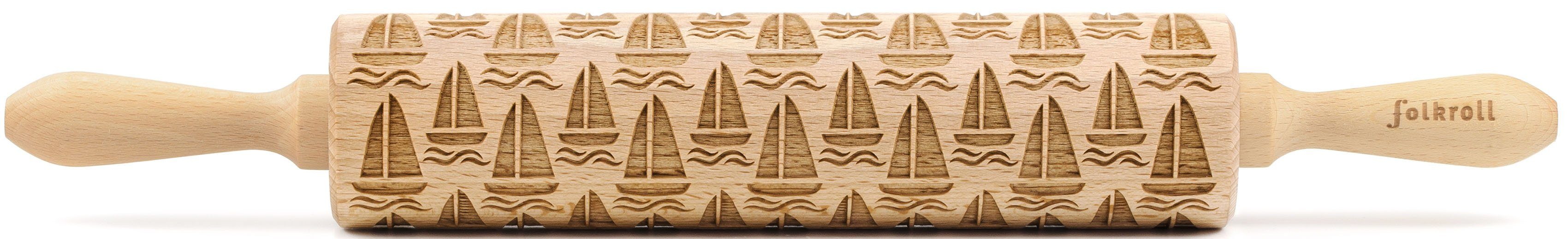 folkroll Teigroller 3D-Motiv-Teigrolle Holzwerkstoff, (1-tlg), Boot