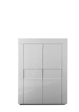 möbelando Highboard Ella (BxHxT: 92x115x42 cm), in Weiss echt Hochglanz lackiert mit 2 Türen und 2 Einlegeböden