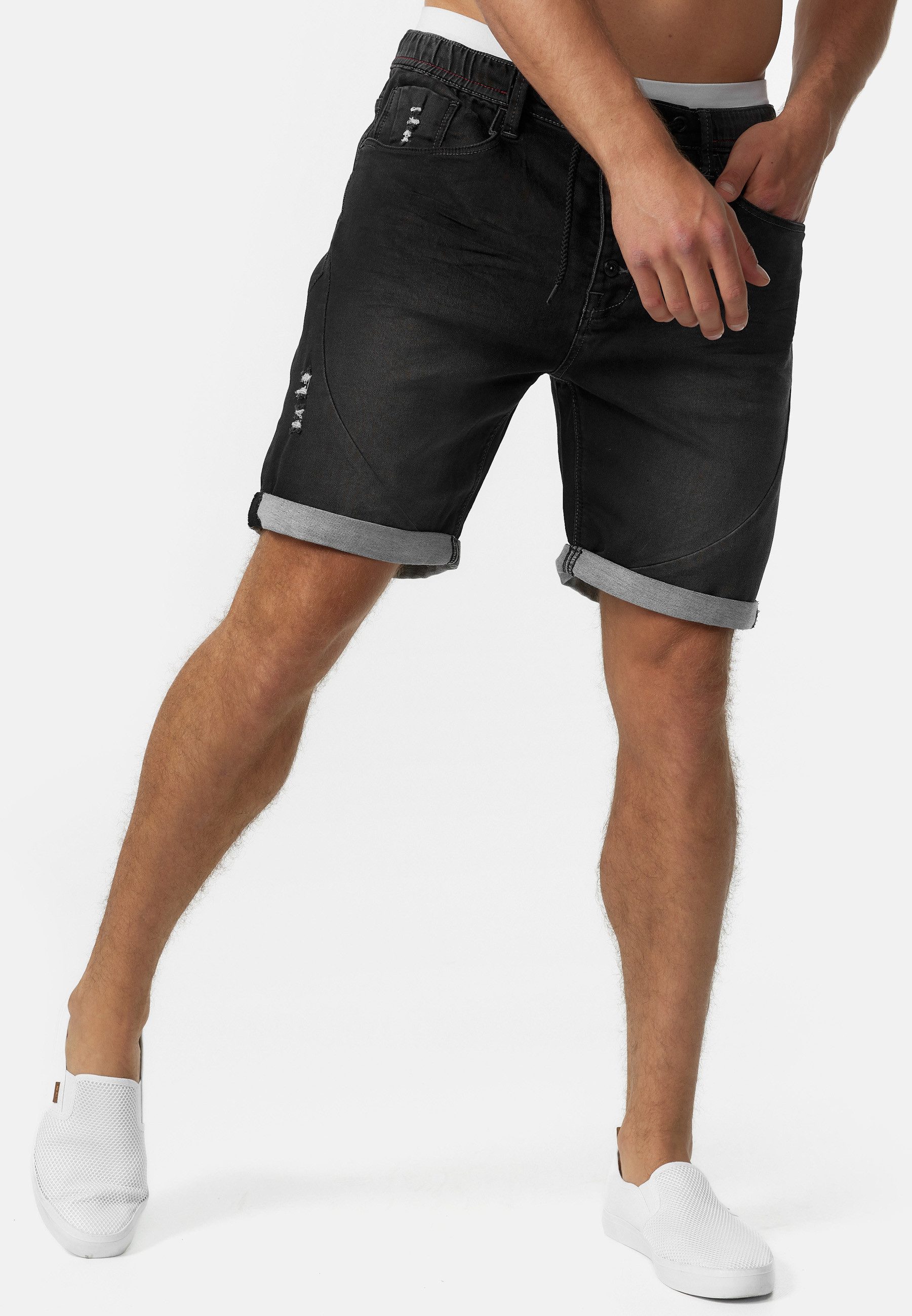 Indicode Sweatshorts Herren Piano Sweat Shorts Herrenshorts Trendige Herren Jogger Denim Shorts