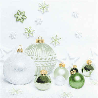 HOME FASHION Papierserviette 20 Servietten Green Harmony - Weihnachtsdeko weiß-grün 33x33cm, (20 St)