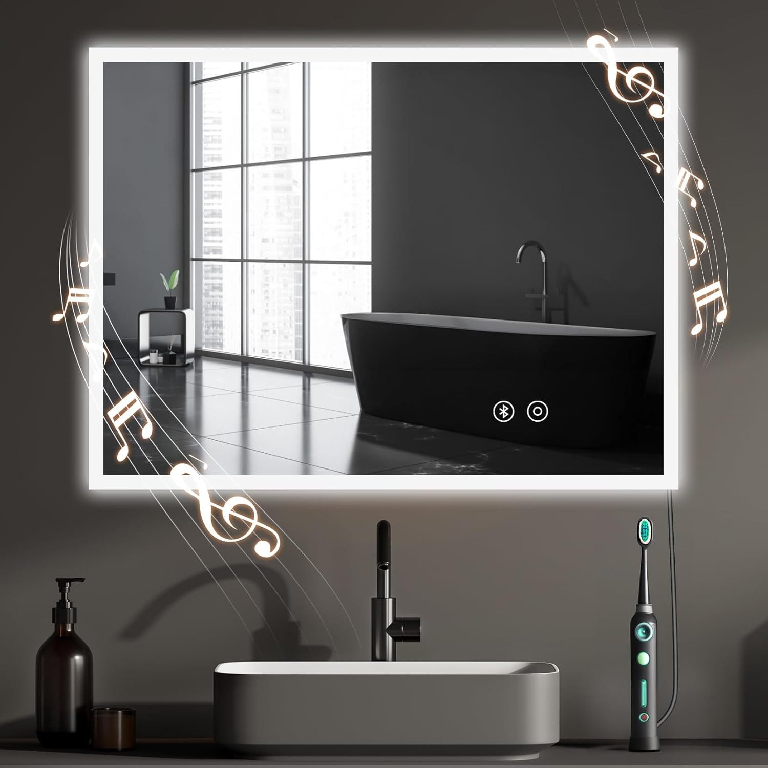 Dripex Badspiegel LED Badezimmerspiegel Spiegel Wandspiegel 3 Lichtfarbe 60x80cm