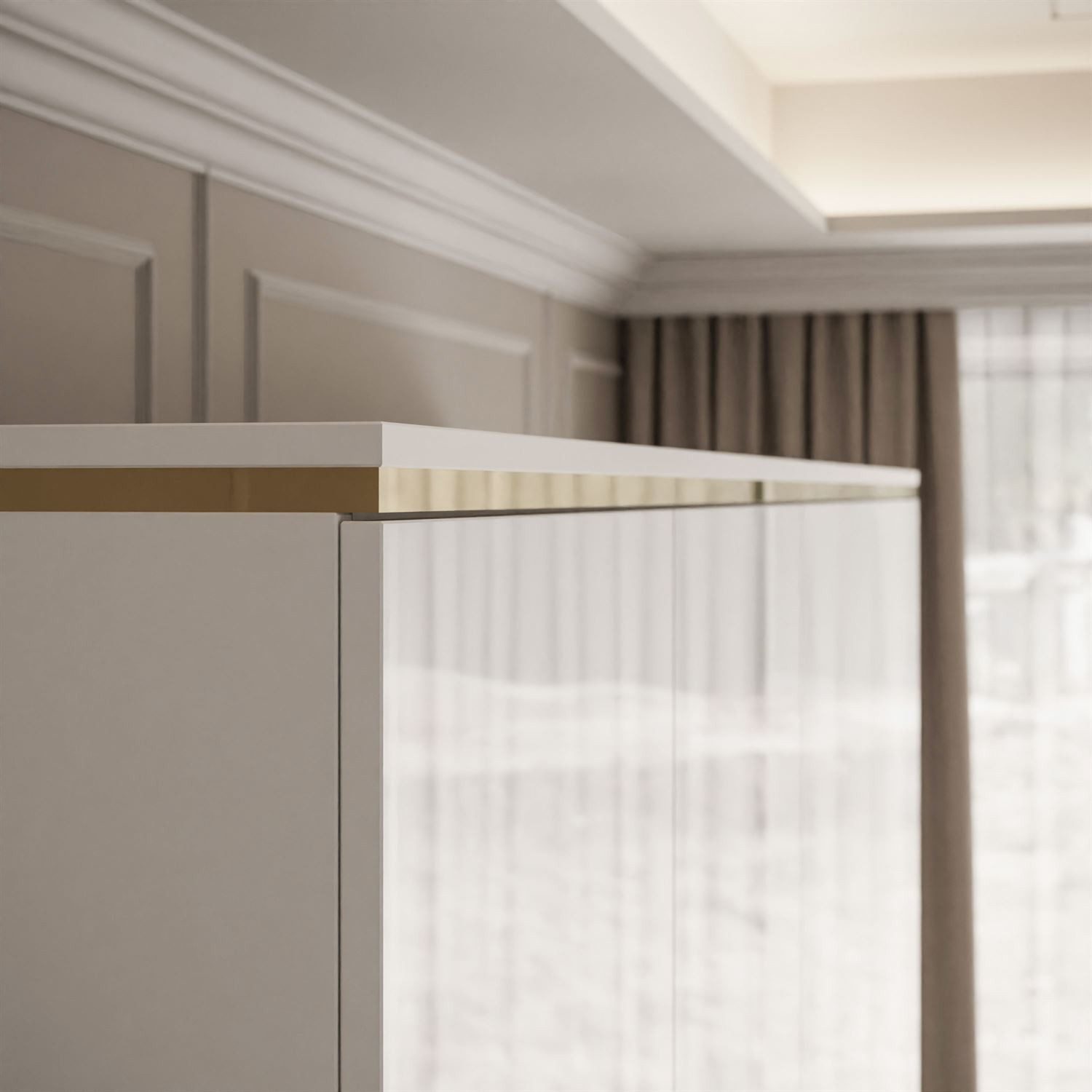 Lookway Kleiderschrank AURORA 4D in Weiß hochglanz 200x57x213 cm – Bild 5 von 5