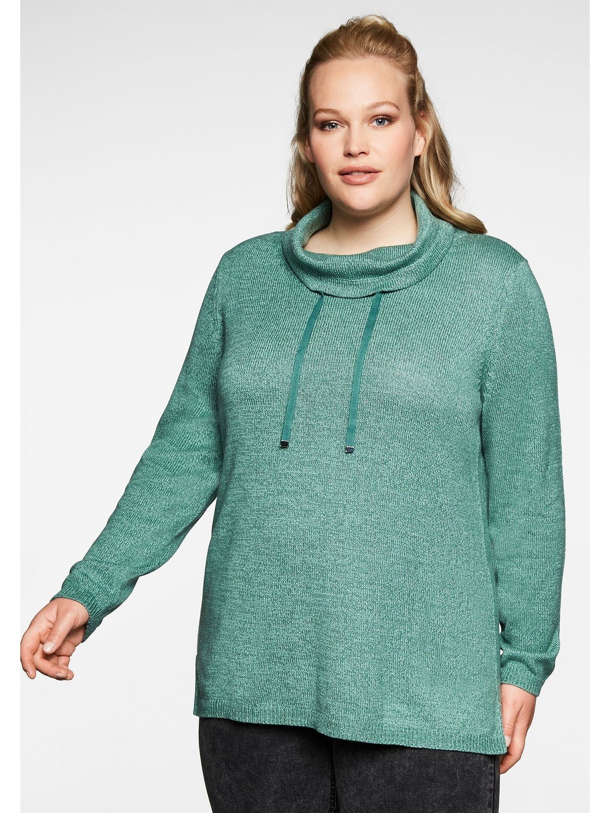 Sheego Rollkragenpullover Große Größen mit weitem Kragen, in melierter Optik