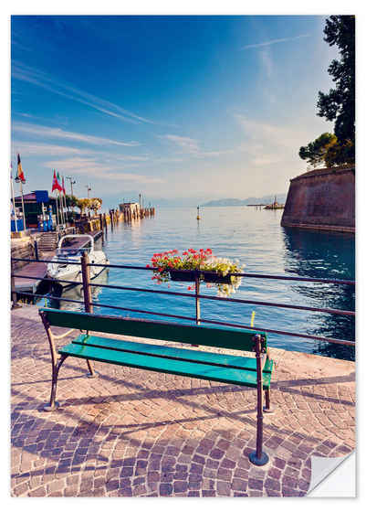 Posterlounge Wandfolie Editors Choice, Bank an der Küste von Garda in Peschiera, Esszimmer Fotografie