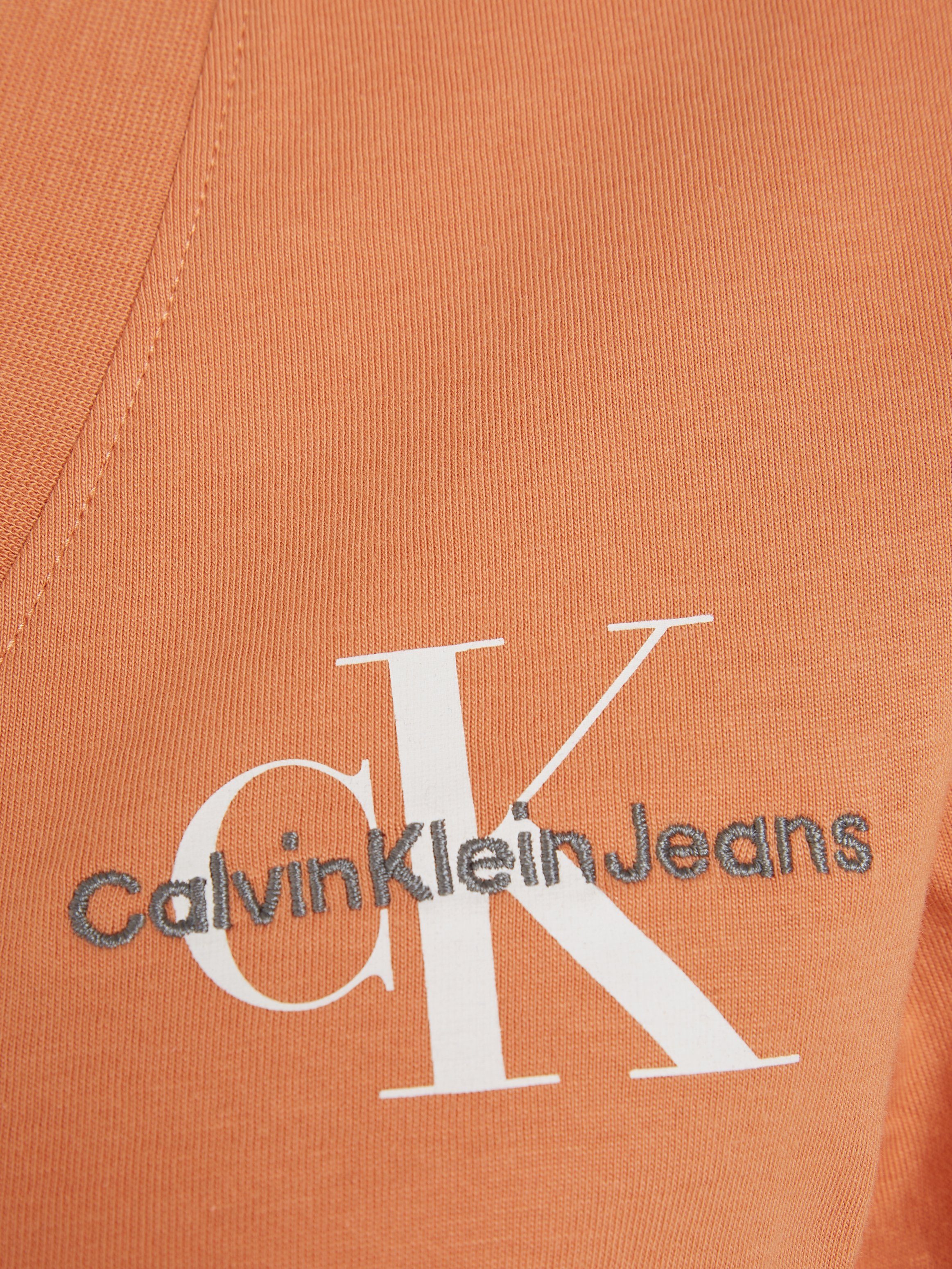 Calvin Klein mit Logodruck SLIM TEE Jeans V-NECK MONOLOGO Orange V-Shirt Tropical