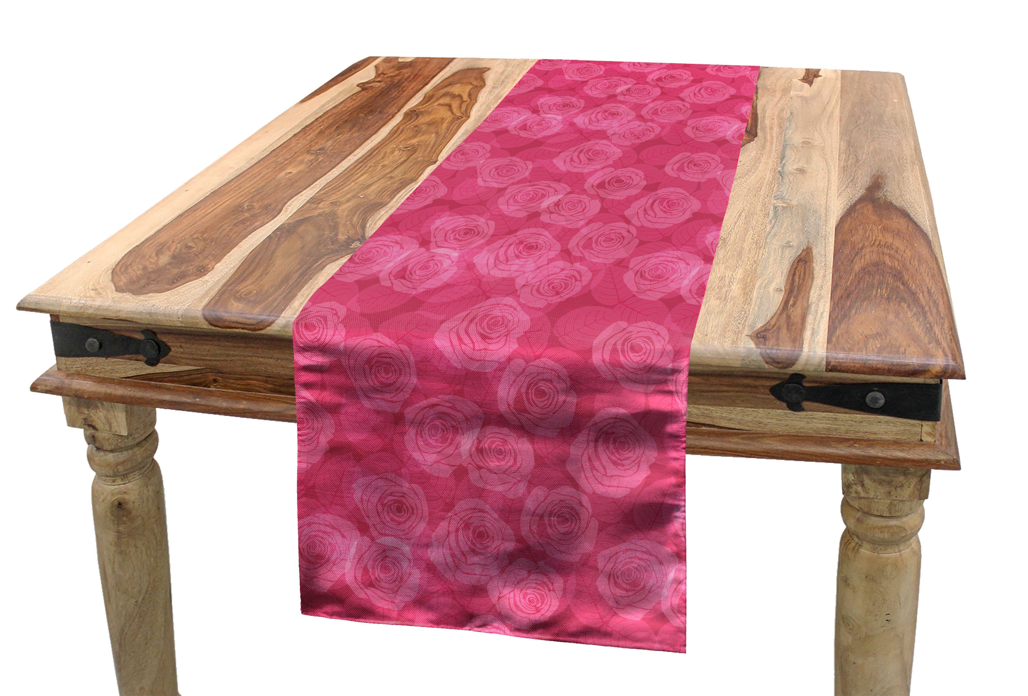 Abakuhaus Tischläufer Esszimmer Küche Rechteckiger Dekorativer Tischläufer, Rose Shades of Rosa Romantische