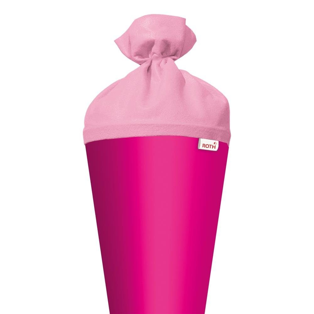 Roth Schultüte Basteltüte 70 cm, rund pink Einschulung Zuckertüte Rot(h)-Spitze Filz-Verschluss