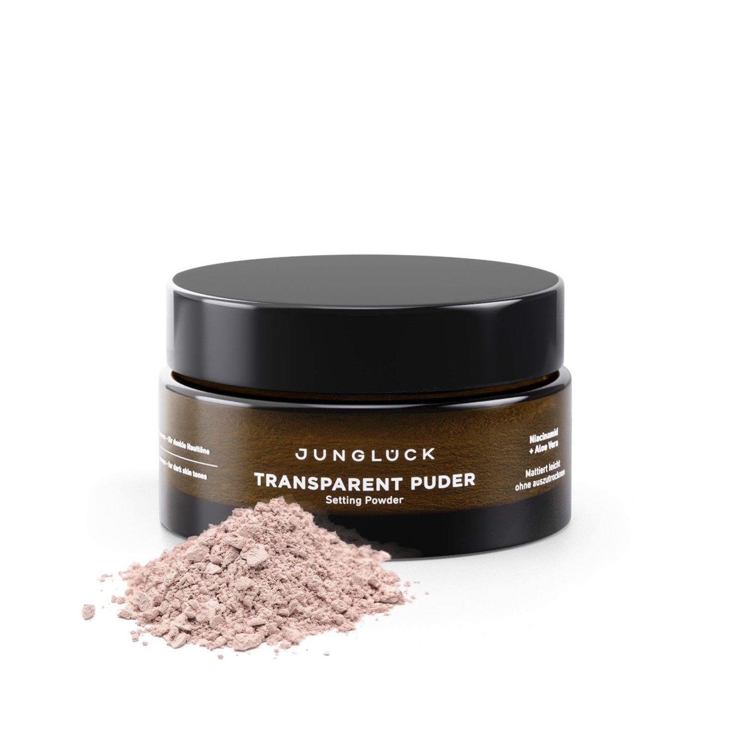 JUNGLÜCK Пудра Transparent Пудра - Rose, loose setting powder, Mattiert öligen Glanz und fixiert Make-up ohne auszutrocknen
