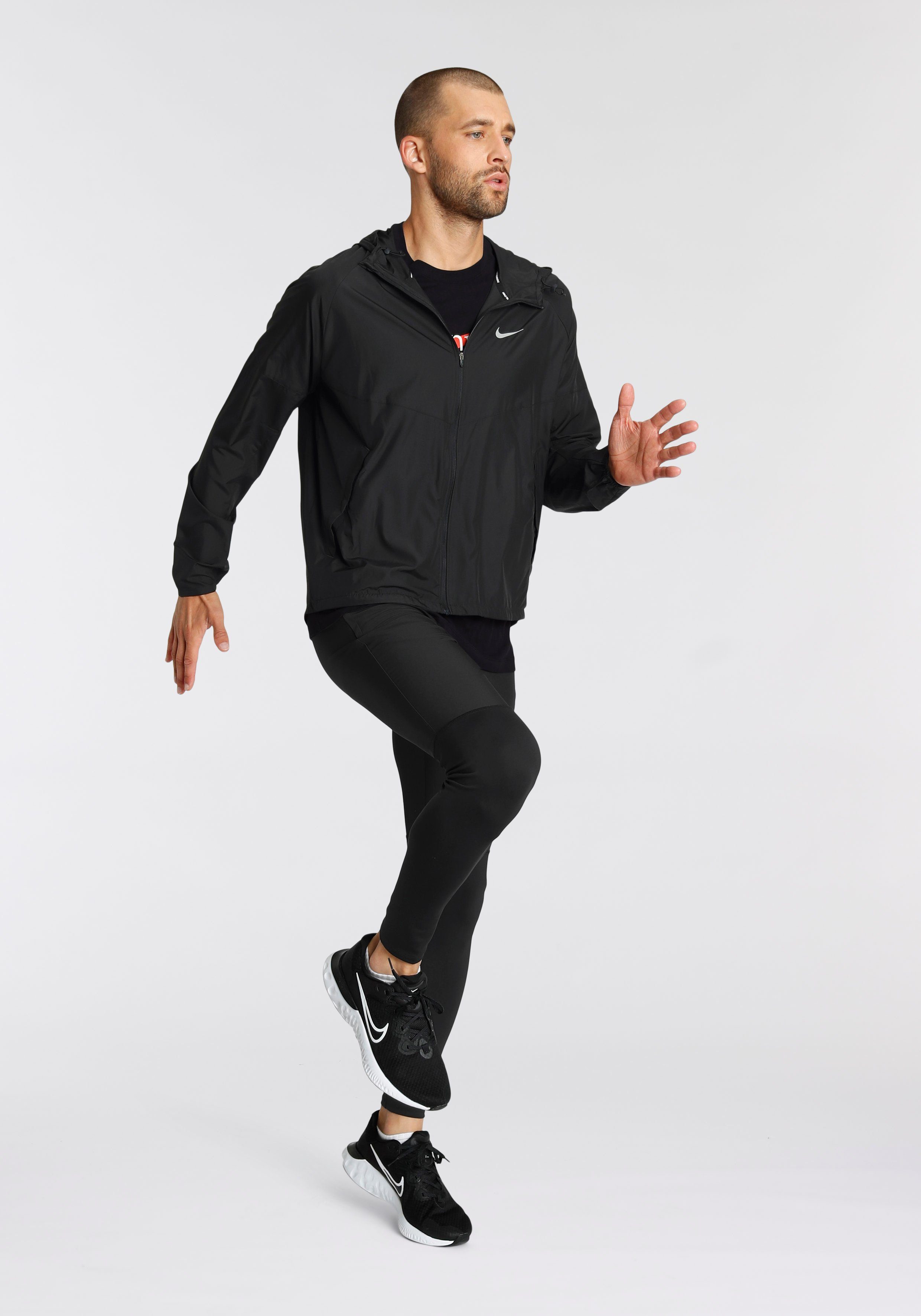 Men's Laufjacke Running Jacket schwarz Miler Repel Nike