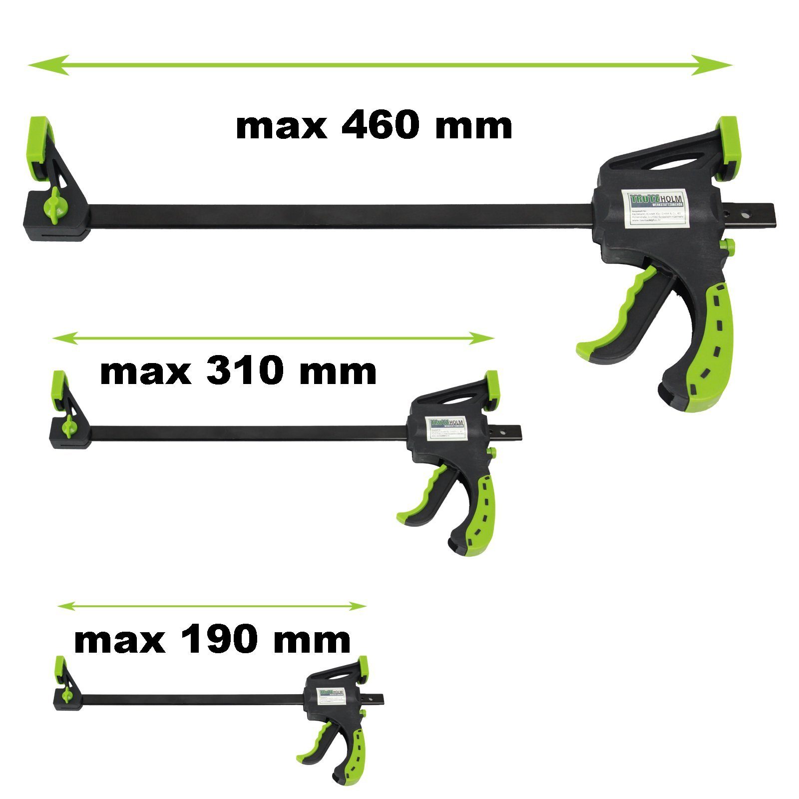 mm 35x300 TRUTZHOLM Schraubzwinge Einhandzwinge 3 Schnellspannzwinge 6x 60x150 60x30, mm (Set) Größen