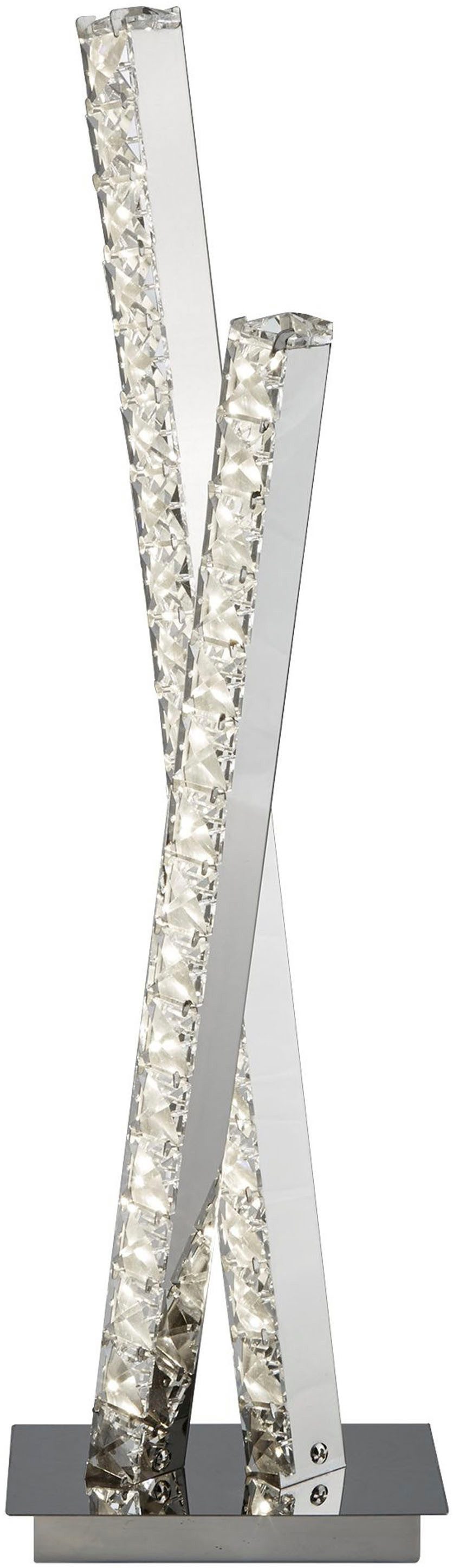 Searchlight LED Tischleuchte Clover 2Lt LED-Tischleuchte - Chrom & klarer Kristall, LED fest integriert