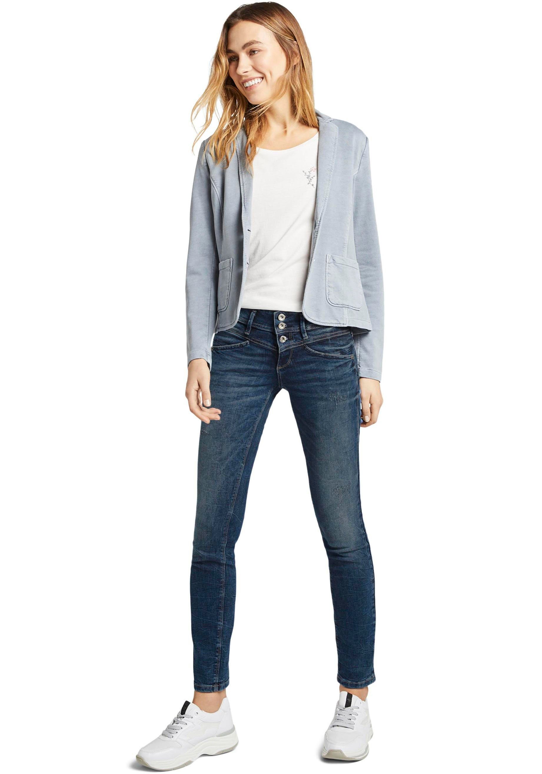TOM TAILOR Slim-fit-Jeans Alexa Slim mit Knopfleiste und dekorativ gesteppter Passe – Bild 5 von 5