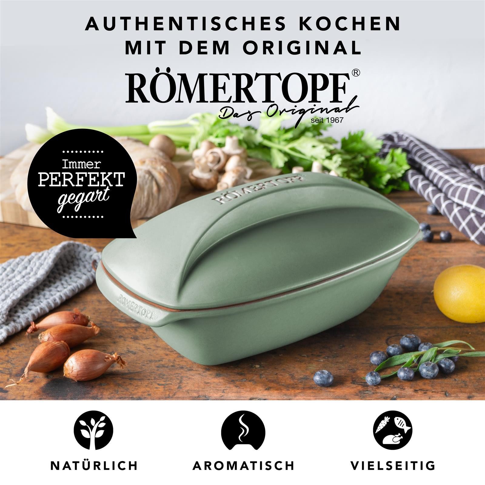 RÖMERTOPF Bräter CULINARIO Bräter, 3 Liter, Keramik (Set), aus Naturton