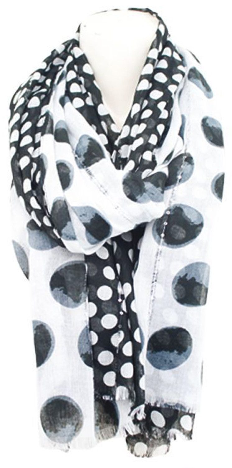 chic4home Schal Dreamy Flair, (1-St. 1-teilig), sommerlicher Damen Schal mit Dots-Print und funkelnden Pailletten