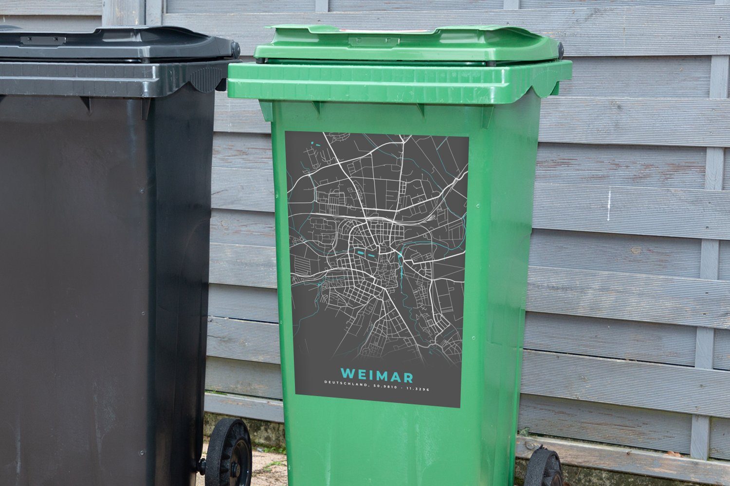 - Deutschland - Blau Container, Mülltonne, Stadtplan - - (1 Mülleimer-aufkleber, St), Sticker, Weimar Wandsticker Abfalbehälter Karte MuchoWow