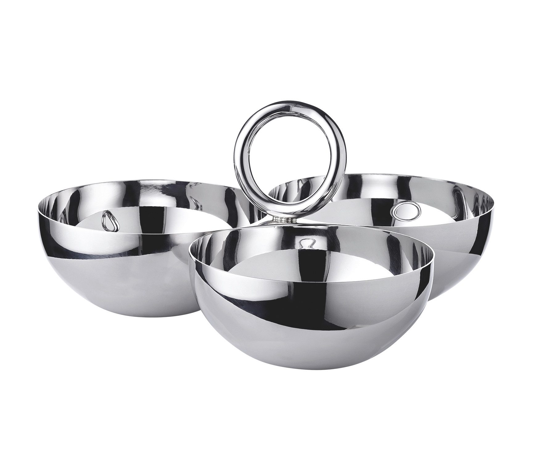 EDZARD Servierschale Apus, Edelstahl, Triple Schale, Silber-Optik, hochglanzpoliert, H 10 cm